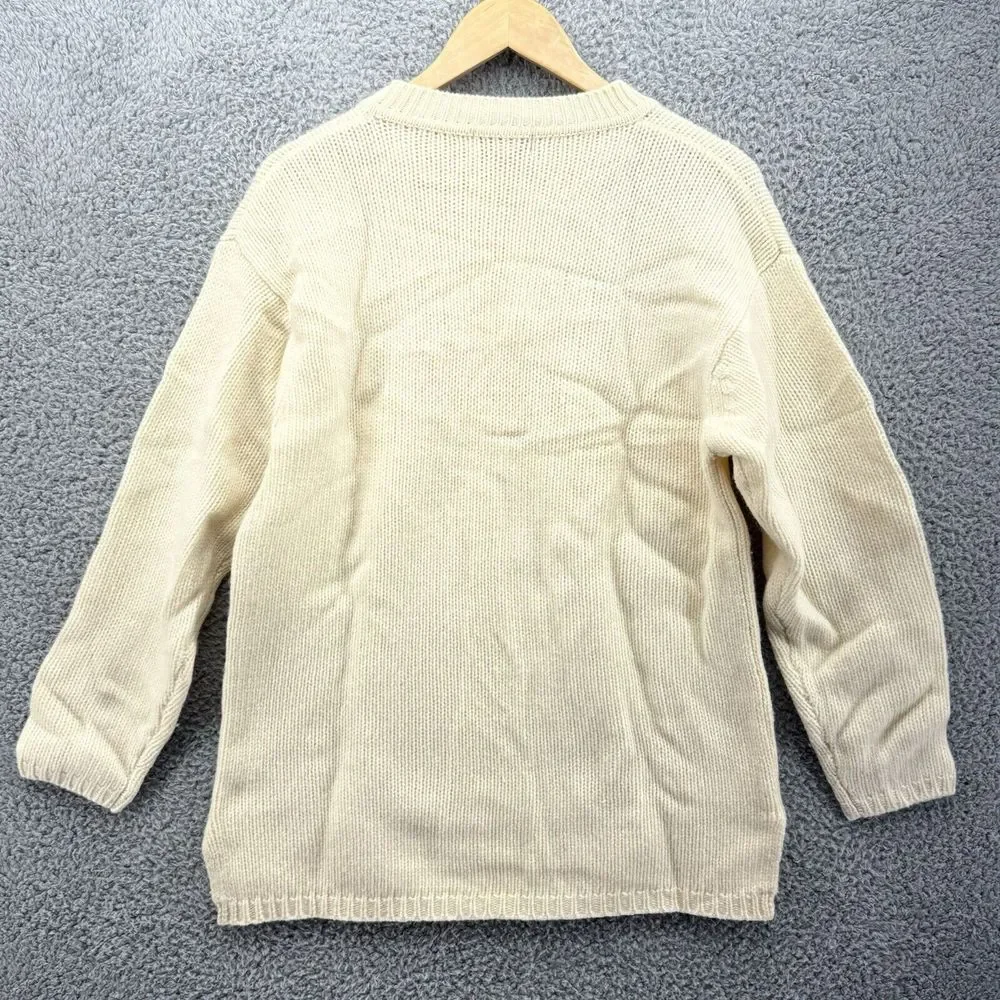 Direct Images Sweater Mens L‎ Beige Cream Lambs Wool Pullover Long Sleeve Knit